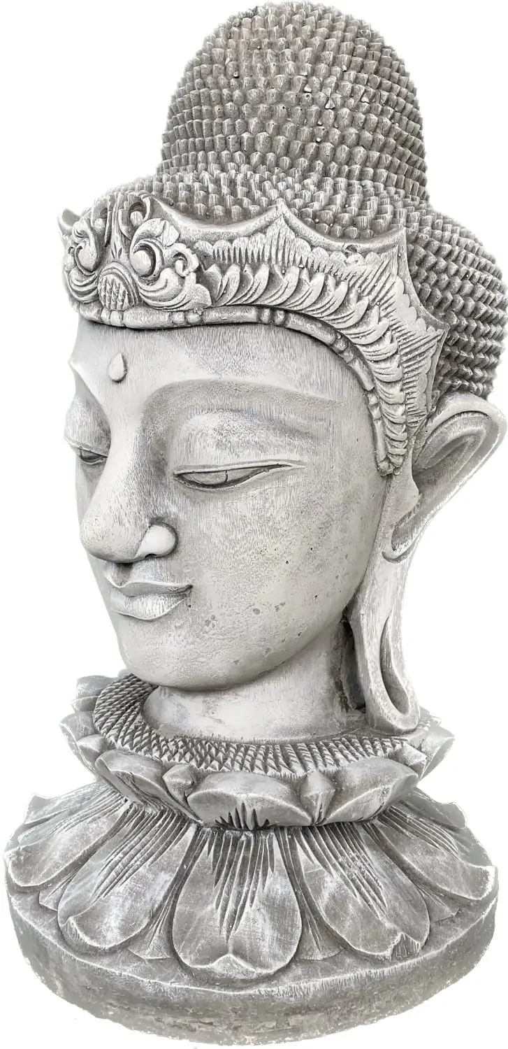 Product image 9 of the product “Champa - Buddha Head on Lotus bud, 50cm H | cast stone ”
